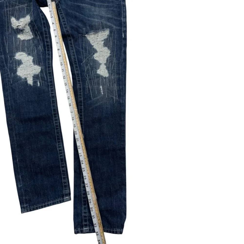 True Religion Distressed Jeans Vintage Slim Straight Women's 28 Fits 32x33 - Picture 12 of 16